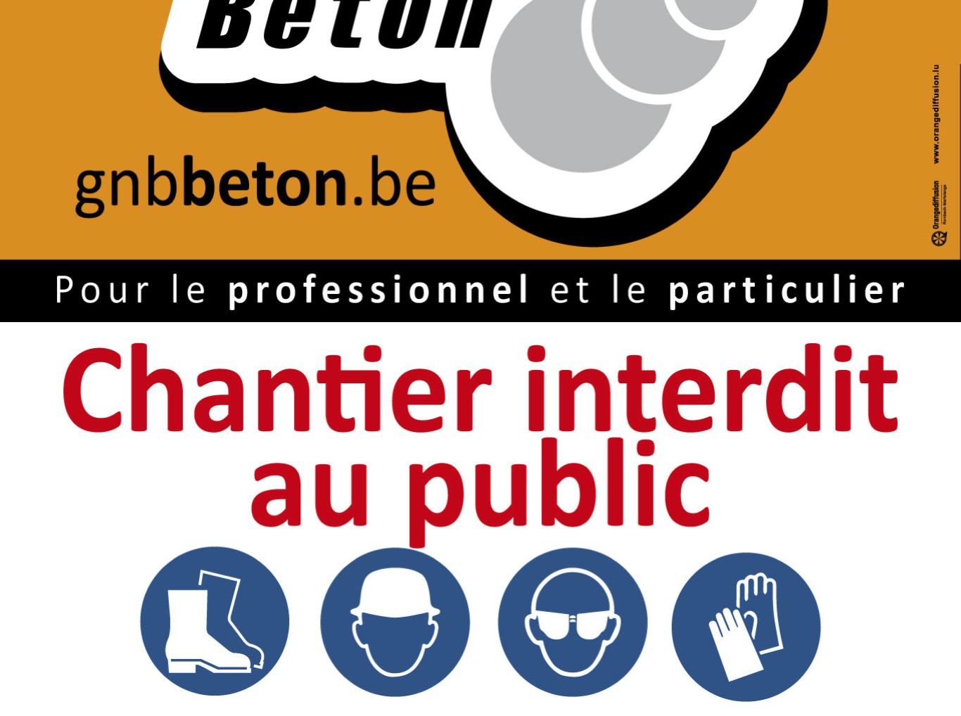 1389 9835 GNB Béton Panneau de chantier format fini 48x68 cm 5 couleurs